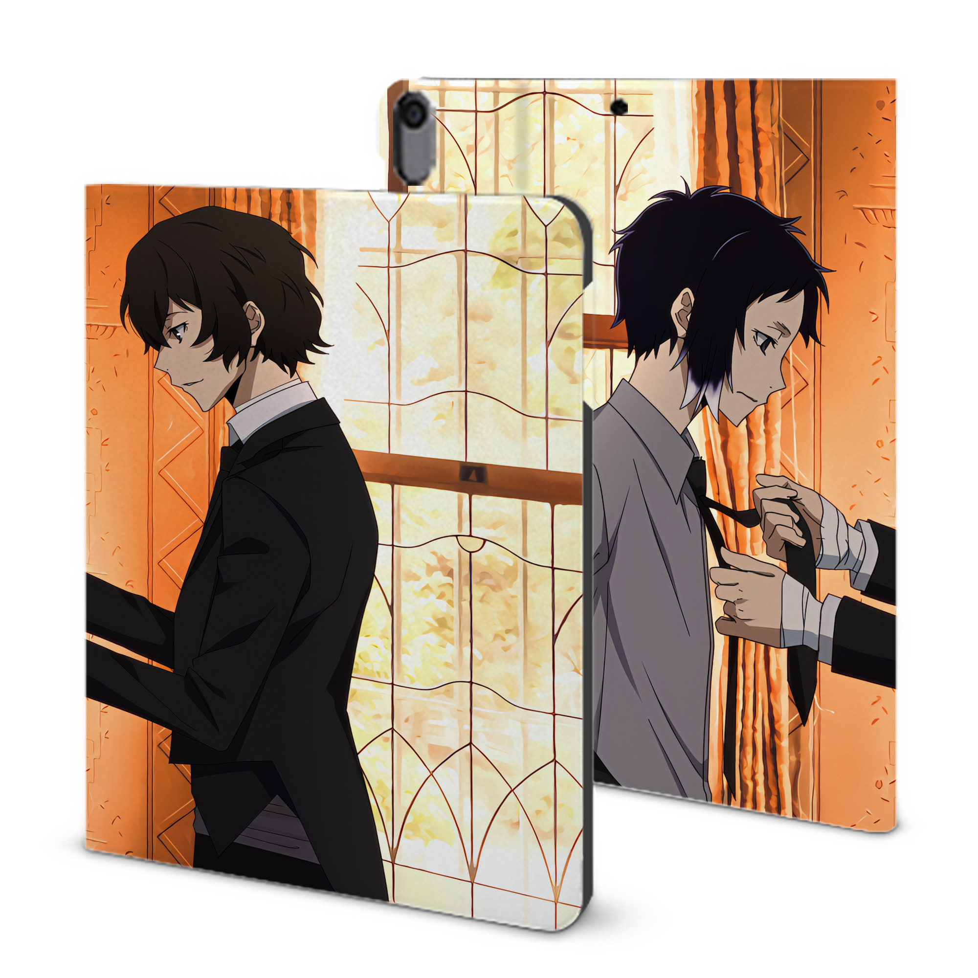 （画像用） 文豪ストレイドッグス Bungo Stray Dogs IPad ケース ブック型 PUレザー TPU 耐衝撃 軽量 薄型 ペン収納なし 全面保護 IPad 各モデル対応